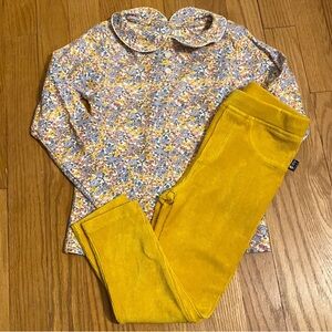 🍂EUC JoJo Maman Bébé Rust Autumn Floral Shirt & Cord Leggings Set 🍂